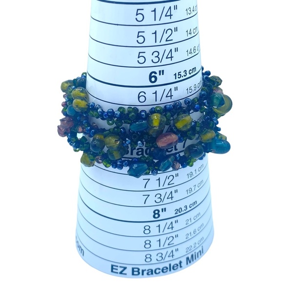 Hanmade memory wire wrap bracelet glass beads green - Picture 1 of 5